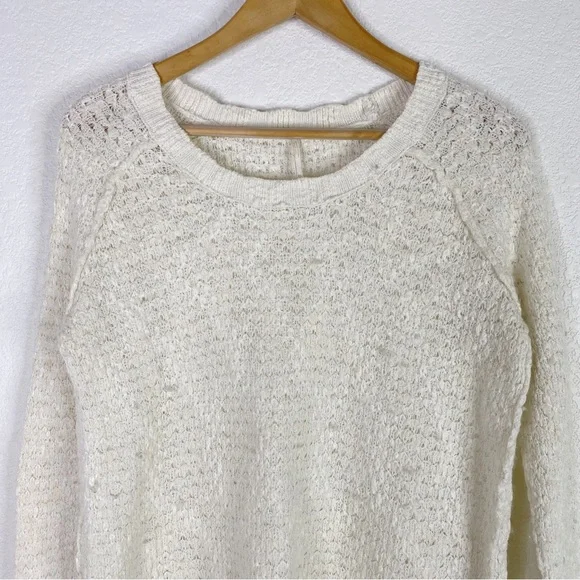 Free People Ivory Textured Wool Blend Knit Pullover Sweater - Picture 2 of 8